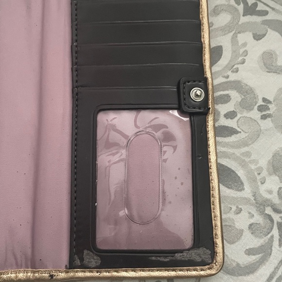 Coach Signature Gold Embossed C Patent Leather Wallet Wristlet - Picture 6 of 7